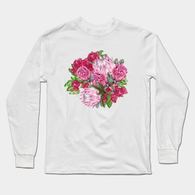 Protea Arrangement Long Sleeve T-Shirt by cheriedirksen